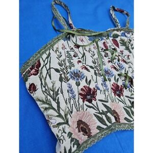 Floral Tapestry Bustier Corset Top Fairy Crop Romantic Cottagecore Y2K VTG 3X